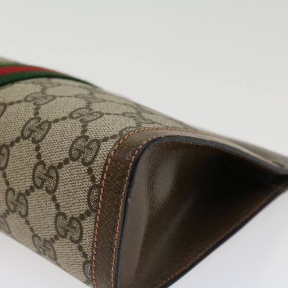 GUCCI GG Canvas Web Sherry Line Clutch Bag Beige Red Green 89.01.001 Auth yk7287 - Picture 14 of 16